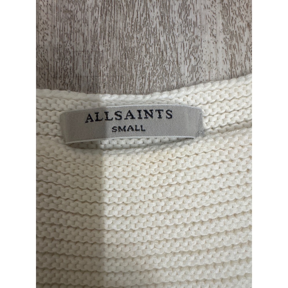 AllSaints Arleta Vest White Textured Cotton Knit Sleeveless Tunic Sweater Small - Picture 3 of 7
